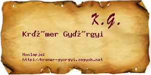 Krámer Györgyi névjegykártya