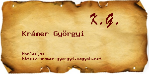 Krámer Györgyi névjegykártya
